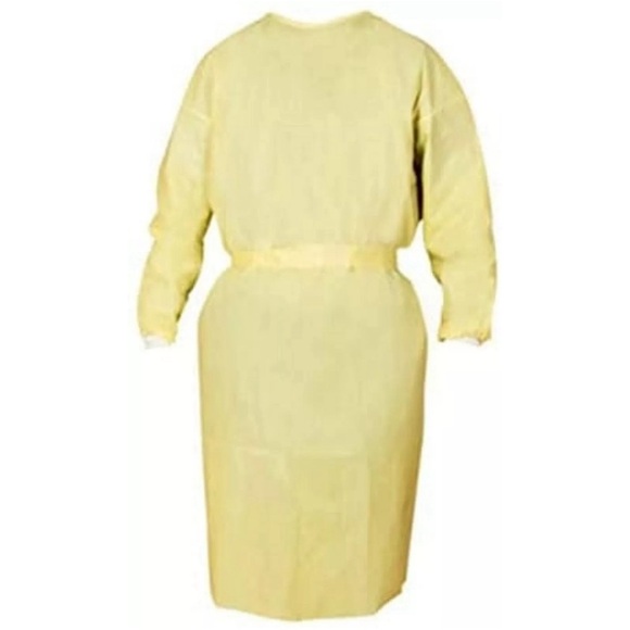 Disposable Isolation Gown Latex Free Non Sterile, Level 2, Yellow 100/Pack , XL - Picture 1 of 3